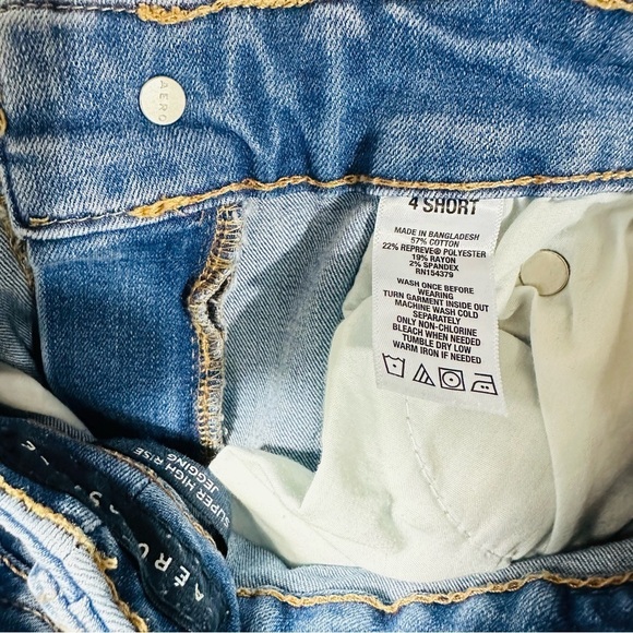 Aéropostale Sz 4 Short Medium Wash Denim Distressed Super High Rise Jeggings - Picture 5 of 7